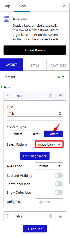 tab tours custom pattern new