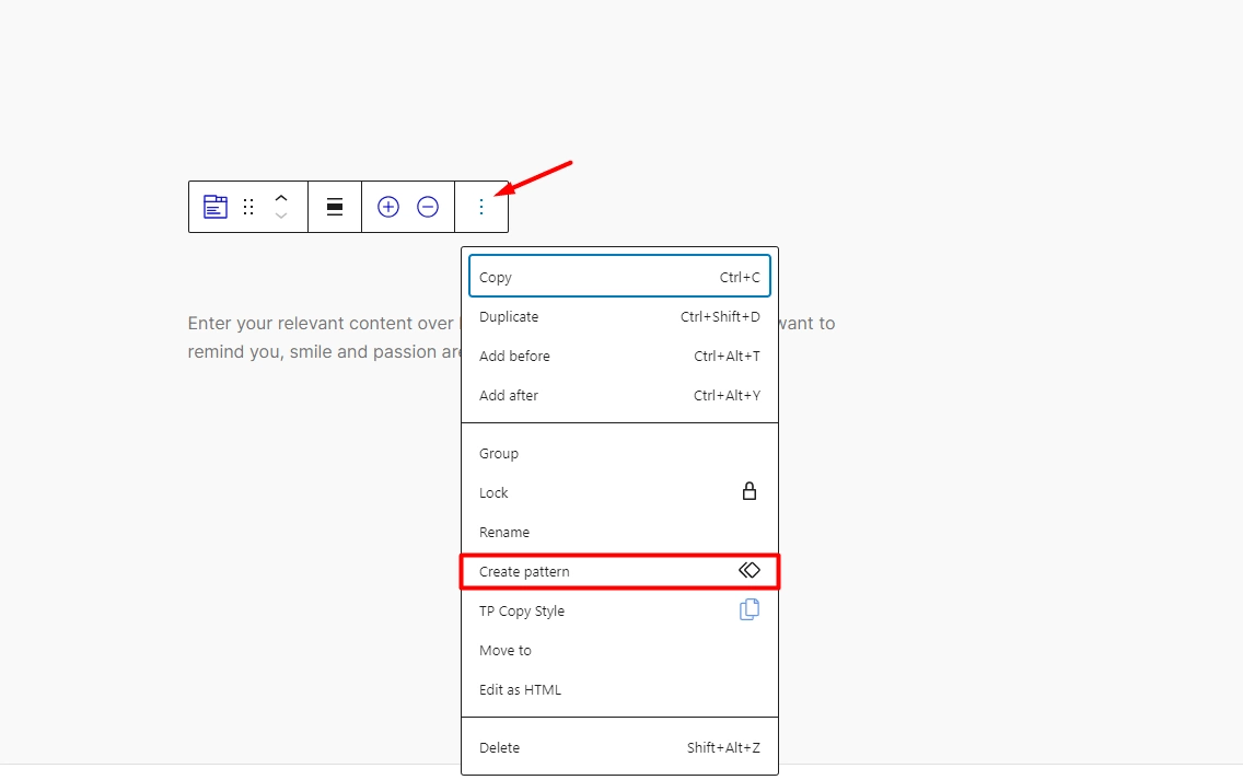 tab tours layout create pattern setting