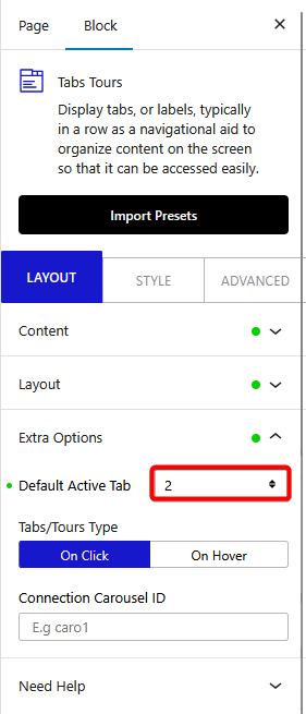tab tours layout default active tab new
