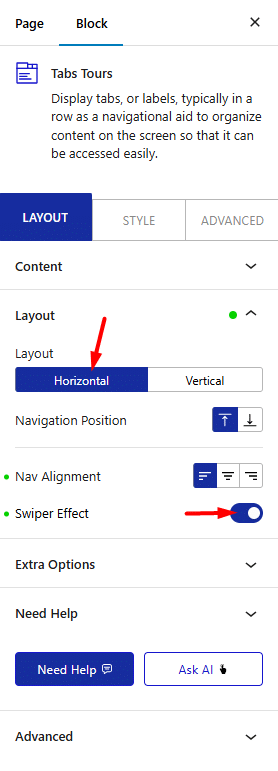 tab tours layout hz position