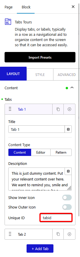 tab tours uniq id new