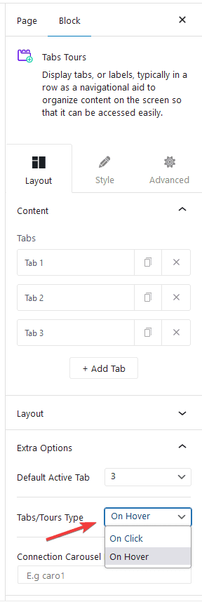 tabs hover