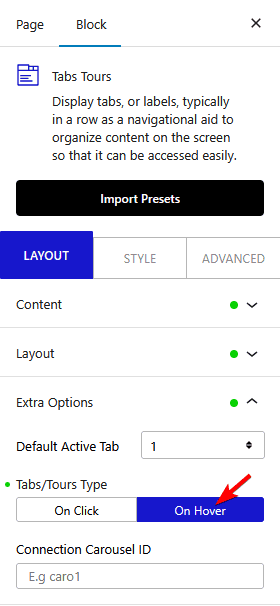 tabs tours on hover new