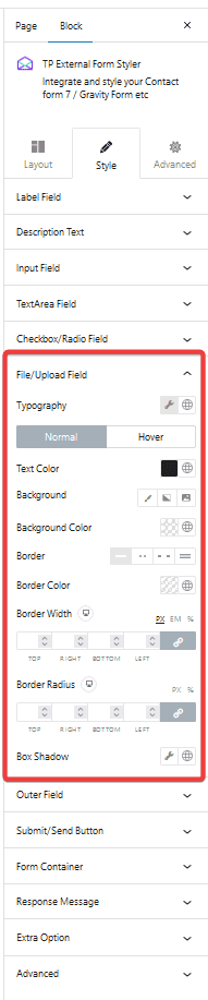 wpforms upload style