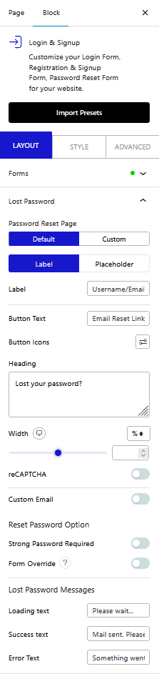 login signup forgot password lost password new