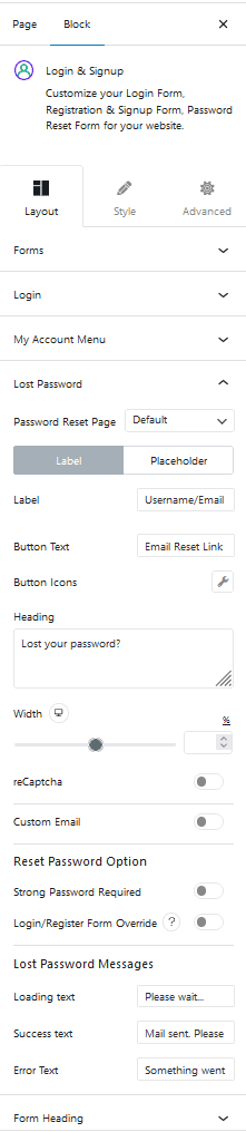 login signup login lost password