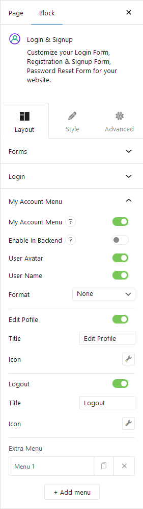 login signup login my account menu