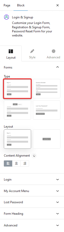 login signup login type