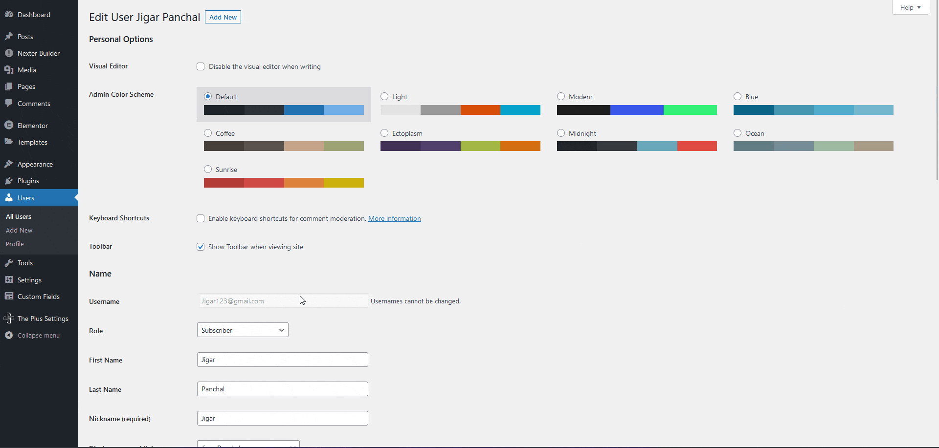 new user added with custom field data