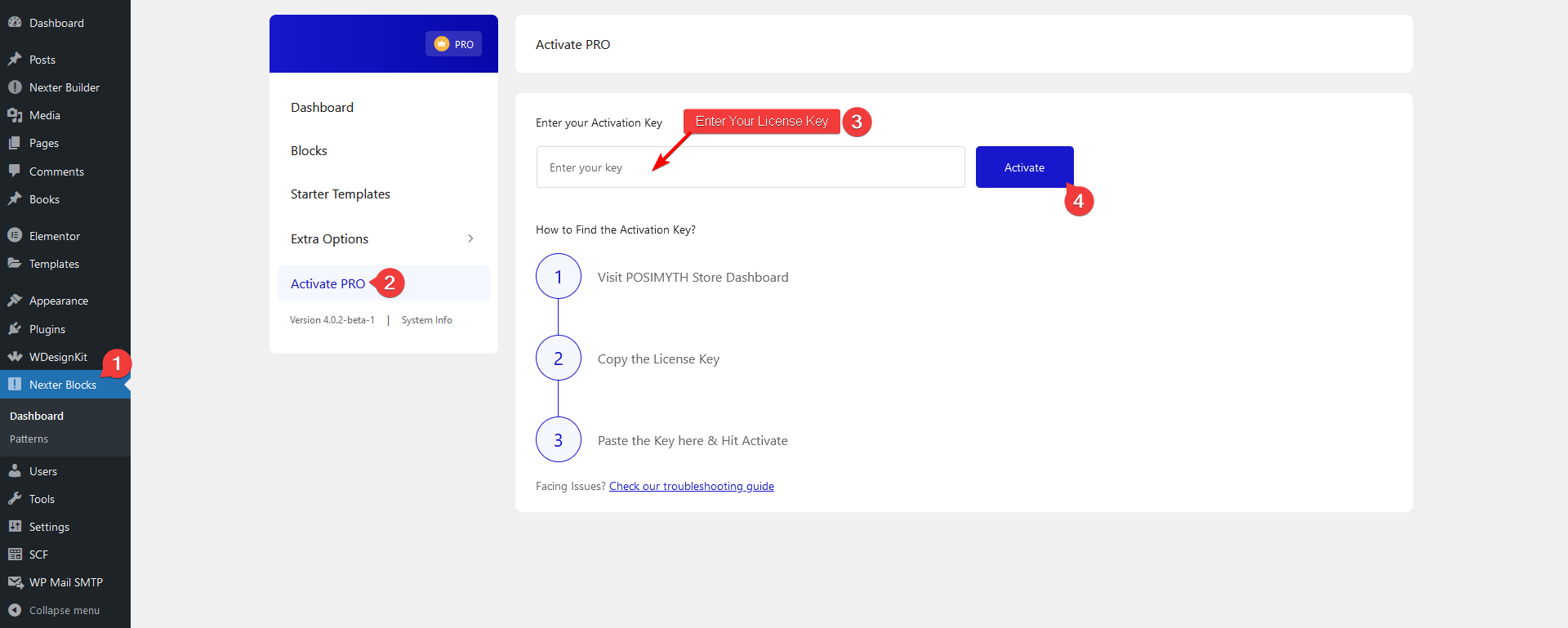 nexter blocks license activation