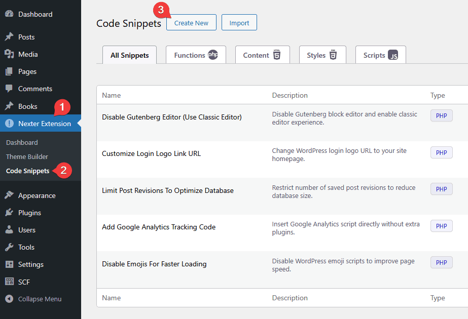 add new code snippet