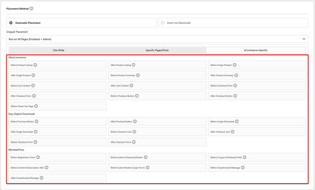automatic placement ecommerce specifc