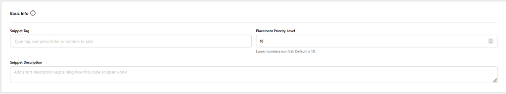 code snippets basic info