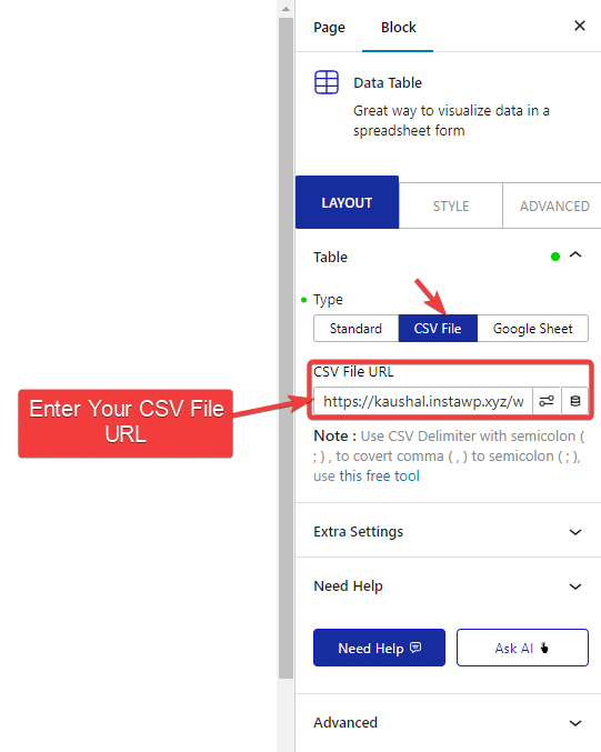 data table csv file url new