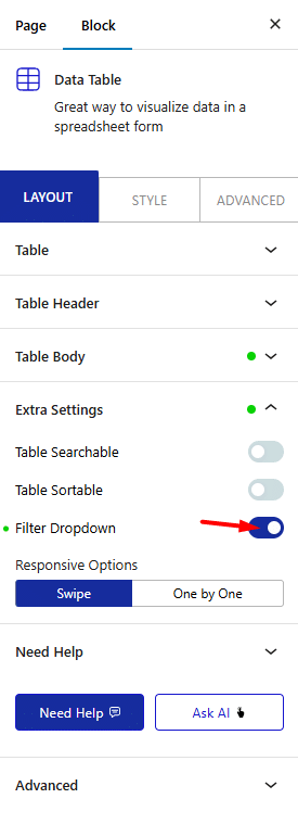 data table filter dropdown 1