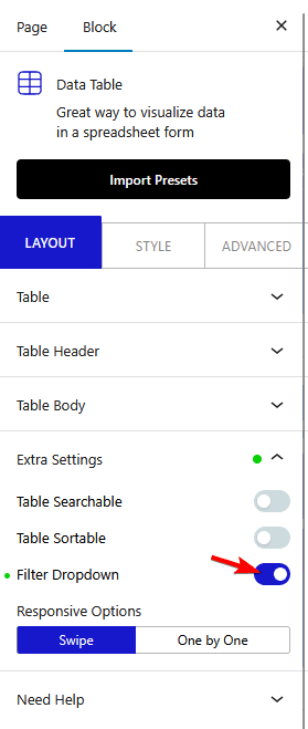 How to Limit Number of Rows with Filters in a WordPress Table? 1 data table filter dropdown new