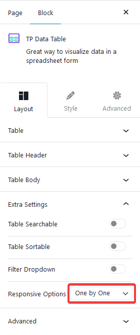 data table responsive