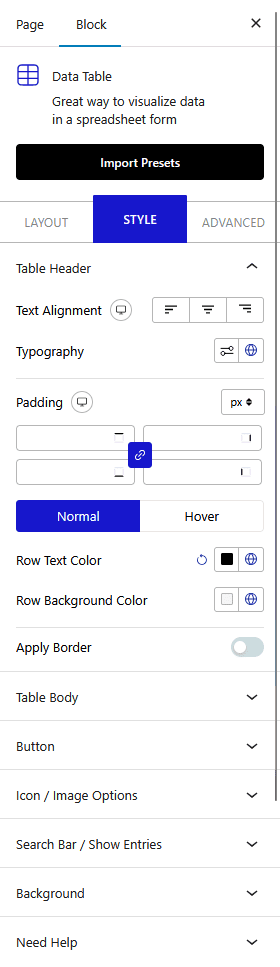 data table style new
