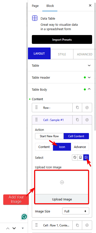 data table table body icon image new