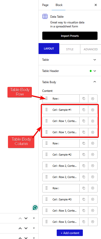 data table table body row new 2