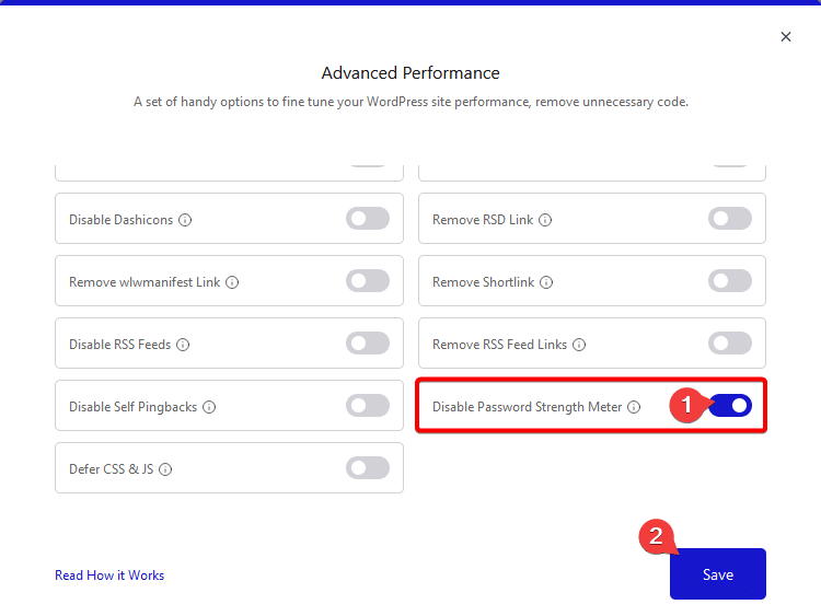 disable password strength meter