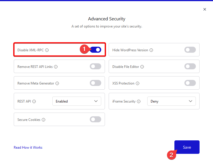 disable xml rpc