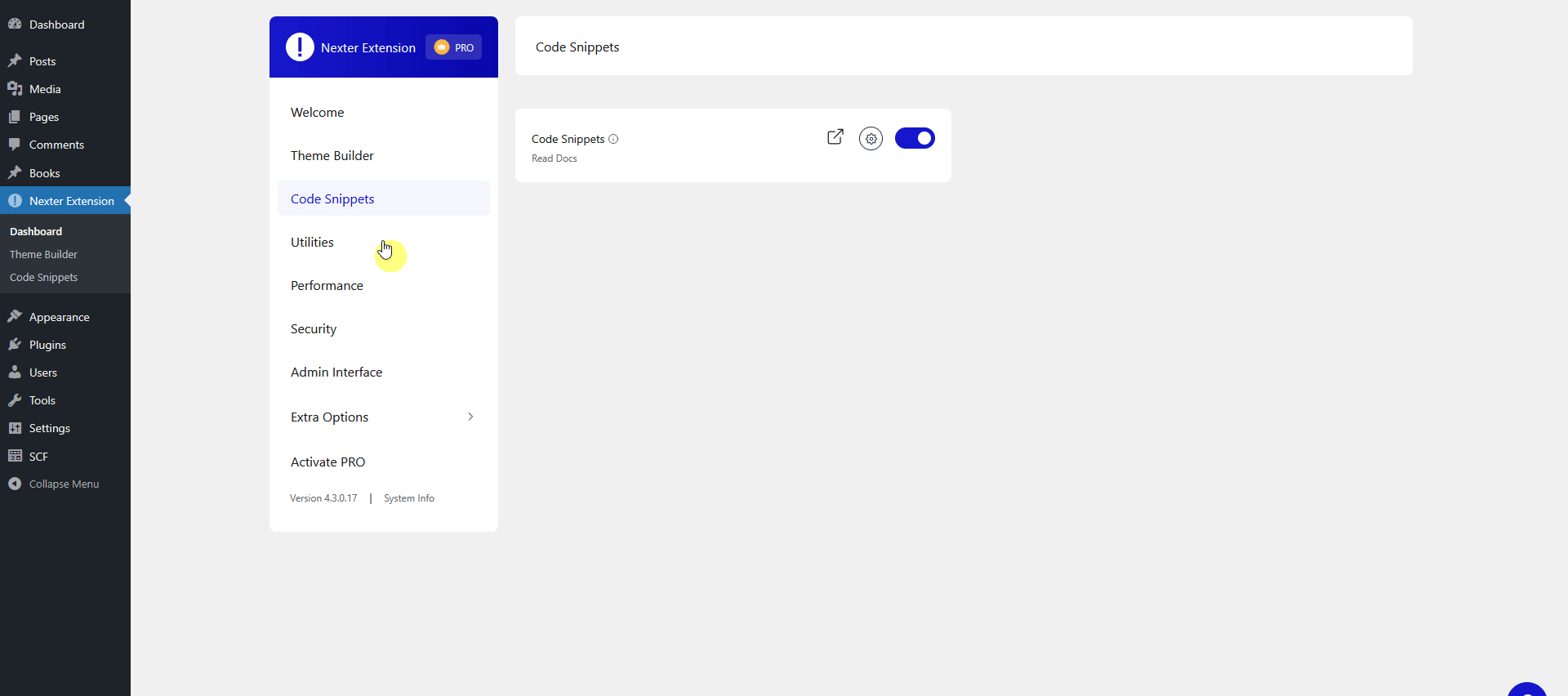 enable disable code snippets