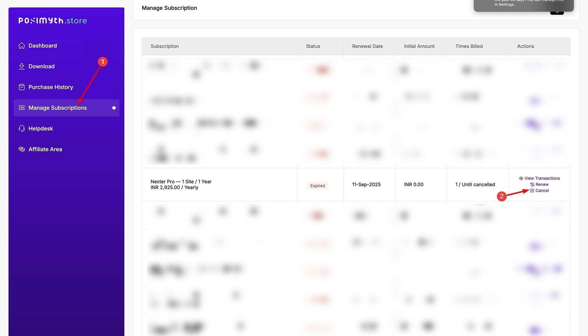 How to Cancel Subscription of Nexter Pro? 1 nexter blocks cancel subscription plan