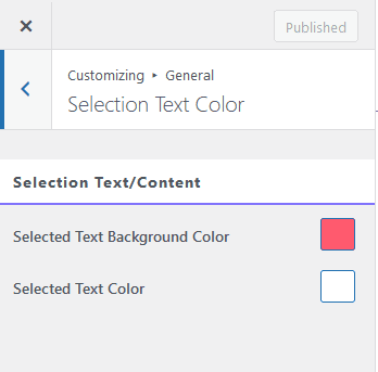 nexter customiser selection text color