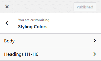 nexter customizer styling colors