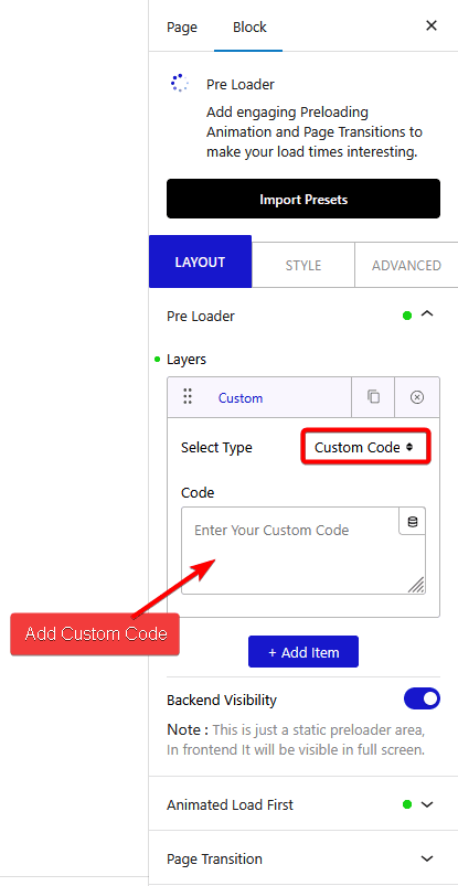 preloader type custom code new