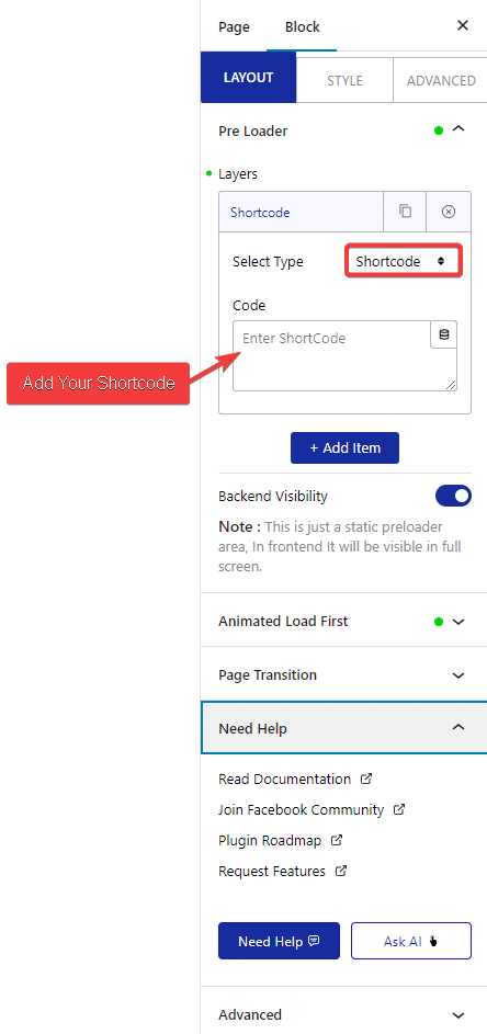 preloader type short code