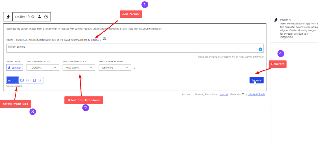 How to Generate AI Images in WordPress 3 Imajinn AI