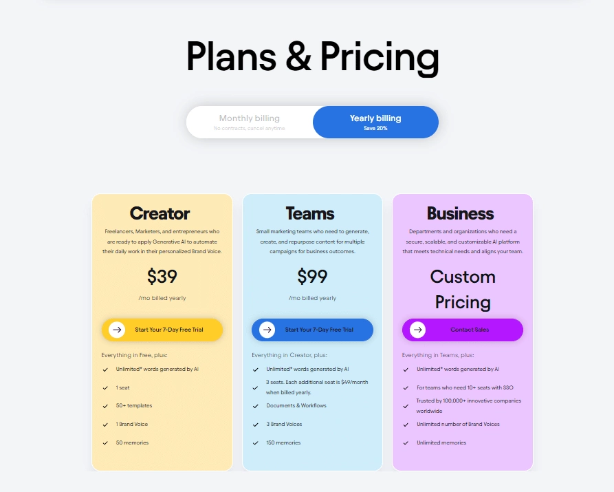 Plans pricing 1 1