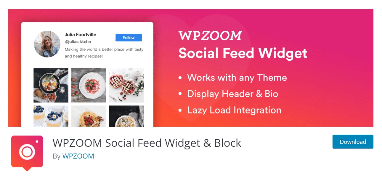 WPZOOM Social feed widget and block