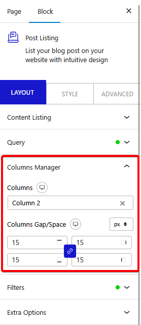 post listing columns manager new