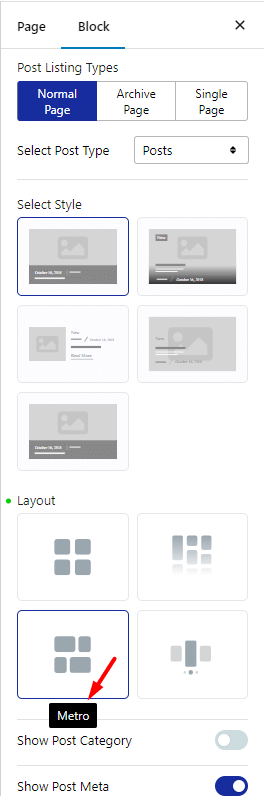 post listing layout metro 1