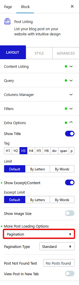 post listing layout pagination new