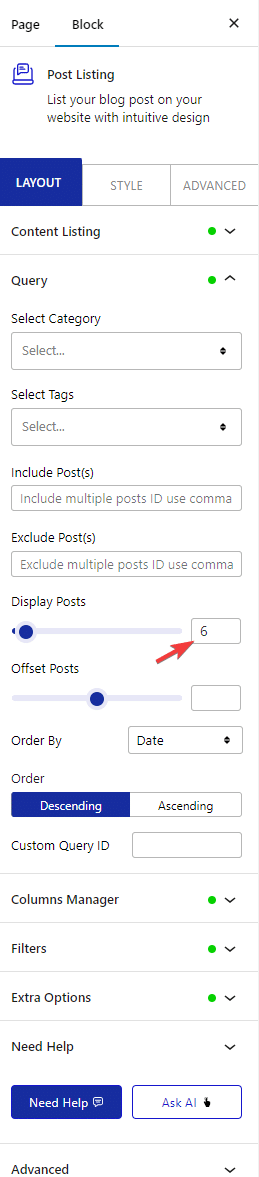 post listing layout query display posts 1