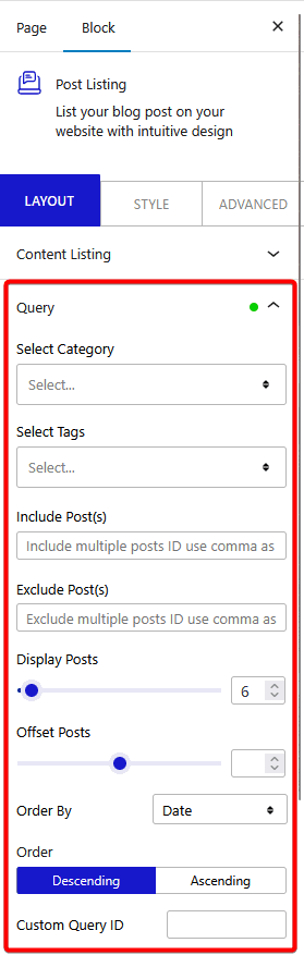 post listing query new