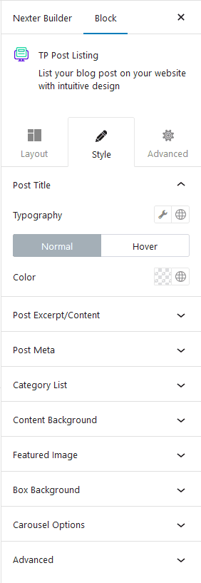 post listing style