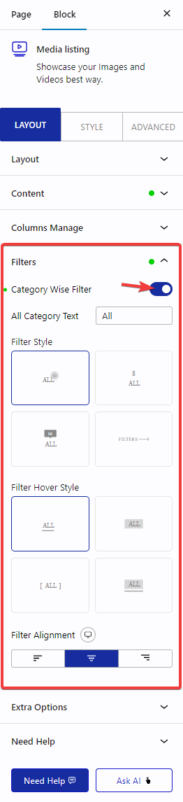 How To Create a WordPress Image Gallery? 6 media listing category filters new