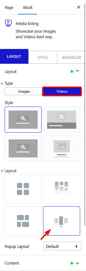 media listing choose video carousel new