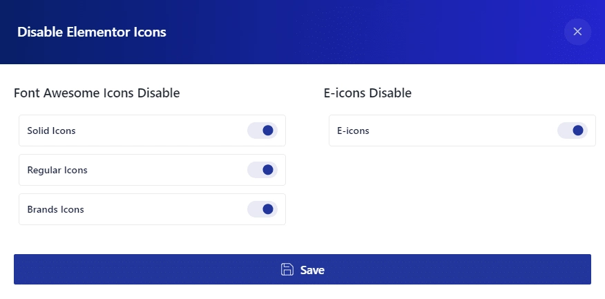 disable elementor icons