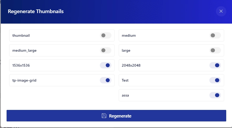 Extra Options Regenerate Thumbnails