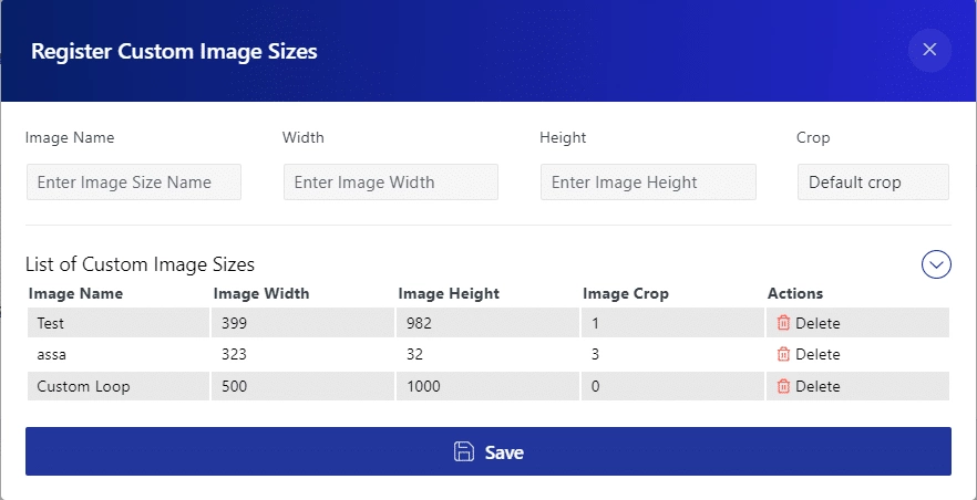 Register Custom Image Sizes