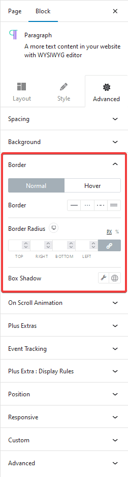 advanced tab border