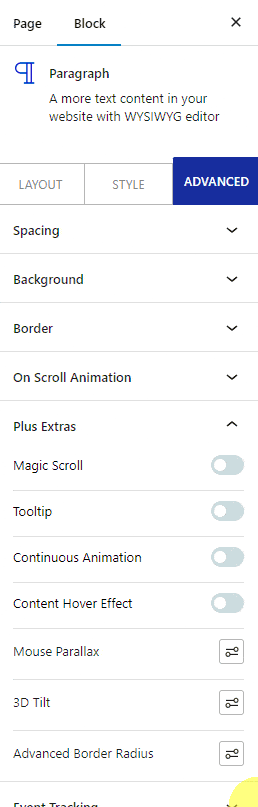 advanced tab continuous animation tab 1