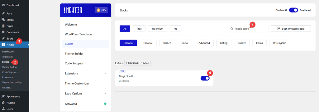advanced tab magic scroll activation new
