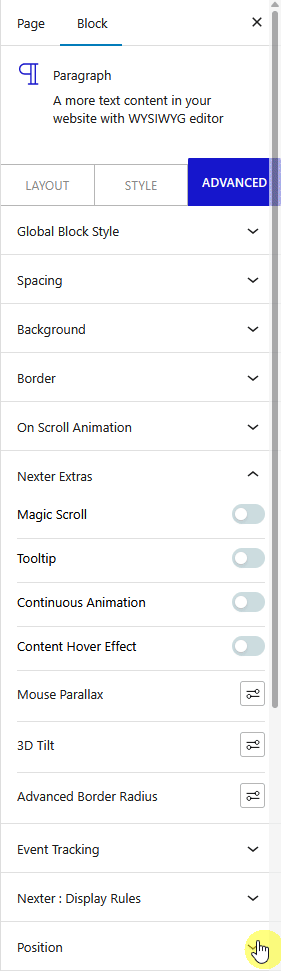 advanced tab nexter extras advanced border radius